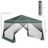 Outsunny 10' x 10' Foldable Pop Up Canopy Tent,  with Carrying Bag, Mesh Sidewalls and 3-Level Adjustable Height for Outdoor, Garden