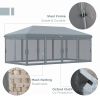 Outdoor 10' x 20' Patio Gazebo Outdoor Pop-Up Canopy with Sidewalls, 6 Mesh Walls for Party, Events, Backyard, Lawn, Gray