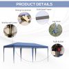 Outsunny Pop Up Canopy 19' x 10' Heavy Duty Pop Up Canopy with Sturdy Frame, UV Fighting Roof, Carry Bag for Patio, Backyard, Beach, Garden, Blue