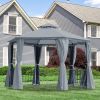 Outsunny 13' x 13' Party Tent, 2 Tier Hexagon Patio Canopy, Curtains, Double Vented Roof Gazebo, UV and Water Protection, Large Floor Space, Grey