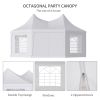 Outsunny 22 x 16 Large Octagon 8-Wall Party Canopy Gazebo Tent - White