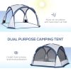 Outsunny Large Screen Tent, 11.5' x 11.5'Shade Tent,Hang Hook for Lantern at Night, 6-8 Person Dome Tent,  White