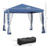 Outdoor 10' x 10' Canopy Tent Outdoor Pop-Up Canopy with Sidewalls, Instant Setup, 4 Mesh Walls for Party, Events, Backyard, Lawn, Blue