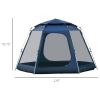 Outsunny 6 Person Pop Up Camping Tent with Weatherproof Rain Cover, Easy Up Tent with 4 Windows 2 Doors