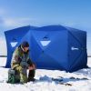 Outsunny 8 Person Ice Fishing Shelter, Waterproof Oxford Fabric Portable Pop-up Ice Tent with 4 Doors for Outdoor Fishing, Blue