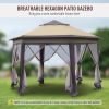 Outsunny Pop Up Gazebo Hexagonal Canopy with 6 Zippered Mesh Netting Event Tent with Strong Steel Frame for Patio Wedding Party 13.3' x 13.3'