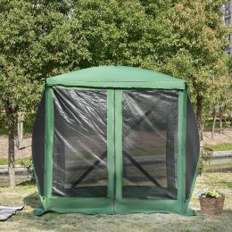 Outsunny 7x7FT Pop Up Canopy Camping Gazebo Portable Screen Tent with Carry Bag, Ventilating Mesh, for Outdoor Activities, Green