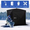 Outsunny 2 Person Ice Fishing Shanty with Padded Walls, Thermal Waterproof Portable Pop Up Ice Tent with 2 Doors, Black