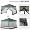 Outsunny 10' x 10' Foldable Pop Up Canopy Tent,  with Carrying Bag, Mesh Sidewalls and 3-Level Adjustable Height for Outdoor, Garden