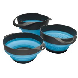 SURVIVE OUTDOOR LONGER FLAT PACK BOWLS & STRAINER SET