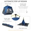 Outsunny Camping Tents 4 Person Pop Up Tent Quick Setup Automatic Hydraulic Family Travel Tent w/ Windows, Doors Carry Bag Included