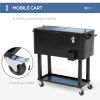 Outsunny 80 QT Rolling Cooling Bins Ice Chest on Wheels Outdoor Stand Up Drink Cooler Cart for Party, Black