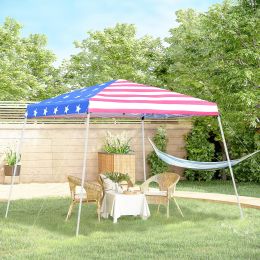 Outsunny 10'x 10' Outdoor Easy Pop Up Canopy Event Tent with Slanted Legs for Weddings  & Parties - American Flag