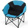 Moon Saucer Steel Camping Chair Folding Padded Seat - Color: Blue