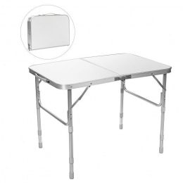 Adjustable Portable Aluminum Patio Folding Camping Table for Outdoor and Indoor - Color: Silver