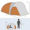 Outsunny 3-4 Person Outdoor Camping Tent, Waterproof UV Protection Dome Tent with Carrying Bag, 2 Doors, Easy Setup for Hiking or Beach