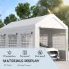 Outsunny 10' x 20' Party Tent & Carport, Height Adjustable Portable Garage, Large Outdoor Canopy Tent with Mesh Windows for Parties, Wedding and