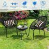 3PCS Patio Acapulco Furniture Bistro Set with GlassTable-Black