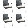 4 Pieces Patio Wicker Rattan Dining Set with Comfy Cushions