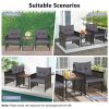 3 Piece Patio Rattan Furniture Set with Acacia Wood Tabletop