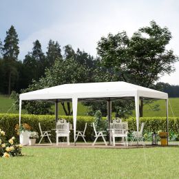 Outsunny Pop Up Canopy 19' x 10' Heavy Duty Pop Up with Sturdy Frame, UV Fighting Roof, Carry Bag for Patio, Backyard, Beach, Garden, White