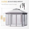 Outsunny 13' x 11' Pop Up Gazebo, Double Roof Canopy Tent with Zippered Mesh Sidewalls, Height Adjustable, Carrying Bag, for Patio Garden