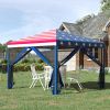 Outsunny 10' x 10' Heavy Duty Pop Up Canopy with Removable Mesh Sidewall Netting, Easy Setup Design, Party Event with Storage Bag, American Flag