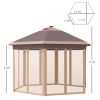 Outsunny 13' x 11' Pop Up Gazebo Tent, Hexagonal Canopy w/ Solar LED Light, Remote Control, Mesh Netting, Height Adjustable, Top Vents and Carrying