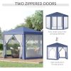 Outsunny 13ft x 13ft Outdoor Party Tent Hexagon Sun Shelter Canopy with Protective Mesh Screen Walls & Proper Sun Protection, Blue