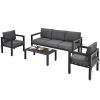 4 Pieces Outdoor Furniture Set for Backyard and Poolside-Gray