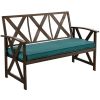 Outdoor Garden Bench with Detachable Sponge-Padded Cushion-Brown