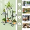 6-Tier Plant Stand with Adjustable Foot Pads-Black