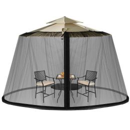 8-12 Feet Patio Umbrella Table Mesh Screen Cover Mosquito Netting-Beige