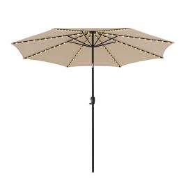 10 Feet Patio Umbrella with 112 Solar Lights and Crank Handle-Coffee