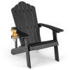 Weather Resistant HIPS Outdoor Adirondack Chair with Cup Holder-Black