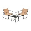 3 Pieces Patio Conversation Set with Breathable Fabric and Tabletop-Brown