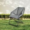 Oversized Foldable Leisure Camping Chair with Sturdy Iron Frame - Color: Gray