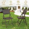 Set of 2 Folding Patio Rattan Portable Dining Chairs