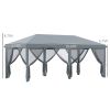 Outdoor 10' x 20' Patio Gazebo Outdoor Pop-Up Canopy with Sidewalls, 6 Mesh Walls for Party, Events, Backyard, Lawn, Gray