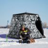 Outsunny 4 Person Insulated Ice Fishing Shelter, Pop-Up Portable Ice Fishing Tent with Carry Bag, Two Doors and Anchors for -22℉, Camouflage