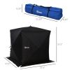 Outsunny 2 Person Ice Fishing Shanty with Padded Walls, Thermal Waterproof Portable Pop Up Ice Tent with 2 Doors, Black