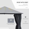 Outsunny Patio Gazebo 10' x 10' Outdoor Soft Top Canopy Tent with Zippered Mesh Sidewalls, Privacy Curtains, Netting Black