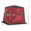 Outsunny 2 Person Insulated Ice Fishing Shelter Pop-Up Portable Ice Fishing Tent with Carry Bag and Anchors for -22℉, Red