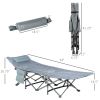 Outsunny Heavy Duty 2 Person Camping Cot with Mattress for Adults With Portable Carrying Bag, Outdoor Folding Lightweight Sleeping Bed, Grey