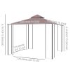 Outsunny 10'x10' Outdoor Gazebo, Double Tiered Canopy Tent with Mosquito Netting and Steel Frame for Patio, Backyards and Parties, Coffee