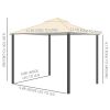 Outsunny 12' x 12' Outdoor Canopy Tent Party Gazebo with Double-Tier Roof, Steel Frame, Included Ground Stakes, Beige