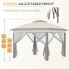 Outsunny 11' x 11' Pop Up Canopy, Double Roof Foldable Canopy Tent with Zippered Mesh Sidewalls, Height Adjustable and Carrying Bag