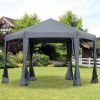 Outsunny 13' x 13' Heavy Duty Pop Up Canopy with Hexagonal Shape, 6 Mesh Sidewall Netting, 3-Level Adjustable Height and Strong Steel Frame, Grey