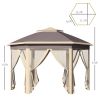 Outsunny 13'x11' Pop Up Gazebo, Double Roof Canopy Tent with Zippered Mesh Sidewalls, Height Adjustable and Carrying Bag