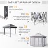 Outsunny 13' x 11' Pop Up Gazebo, Double Roof Canopy Tent with Zippered Mesh Sidewalls, Height Adjustable, Carrying Bag, for Patio Garden